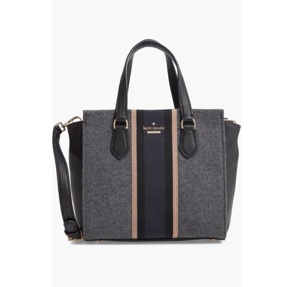 NWT KATE SPADE Charcoal Grey & Navy Jackson Street Small Hayden Satchel RARE - Picture 1 of 13